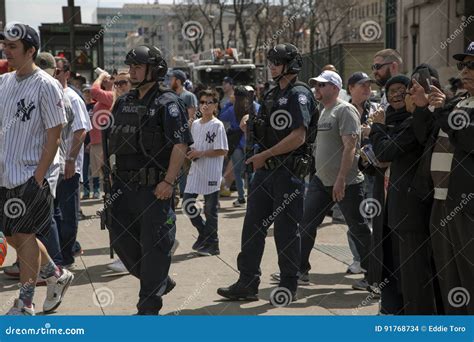 Nypd Police Counter Terrorism Bureau Officers Patrol Yankee Stadium