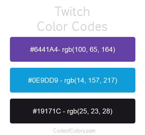 Twitch Colors Hex And Rgb Color Codes