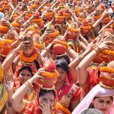 New Delhi India April Women With Kalash On Head During