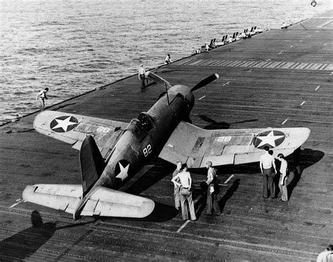 F4u 1 Corsair 82 Of Vf 10 On The Flight Deck Of The Aircraft Carrier