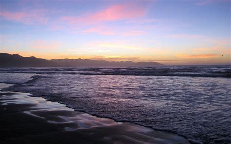 Nature Landscape Beach Sunset Waves Sea Water Coast Wallpaper