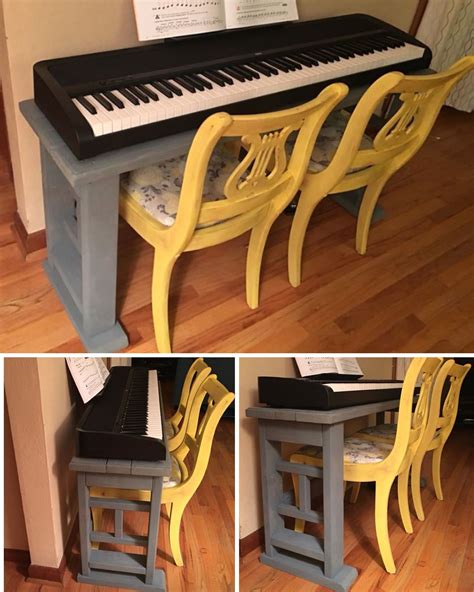 Instead of an open bottom underneath the apron, cut grooves (dados) near the bottom of the apron for a shelf, like a plywood drawer bottom. DIY piano bench | Piano bench, Piano, Diy