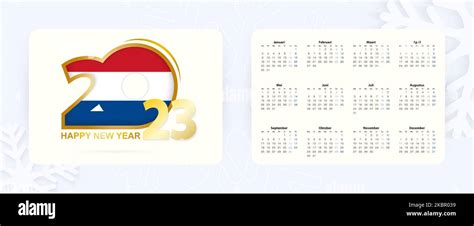 Horizontal Pocket Calendar 2023 In Dutch Language New Year 2023 Icon