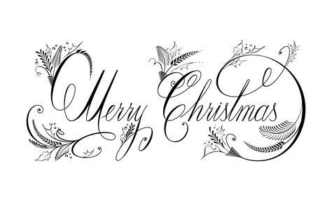 Vector Text Merry Christmas Flourishing And Ornamental Calligraphy