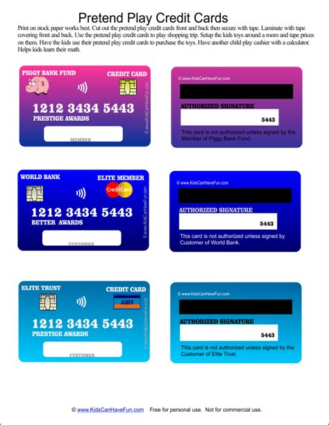 Pretend Play Credit Cards For The Kids That Love To Shop