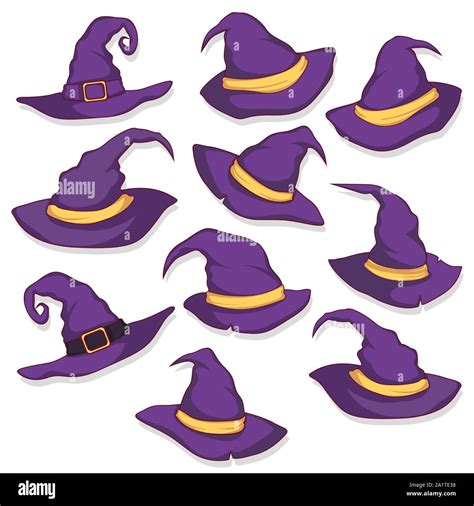 Set Of Halloween Hat Vector Illustration Witch Hat Isolated On White