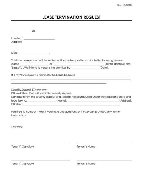 5 early lease termination letter sample templates