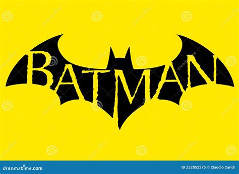 The Famous Batman Logo Isolated On Yellow Background Editorial Image