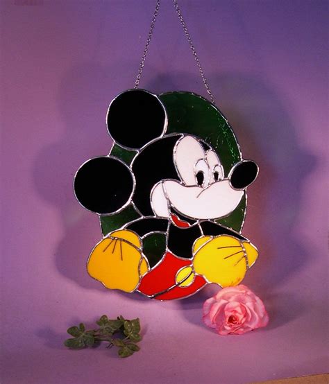 Stained Glass Mickey Mouse Suncatcher 847 By Stainedglassbywalter On