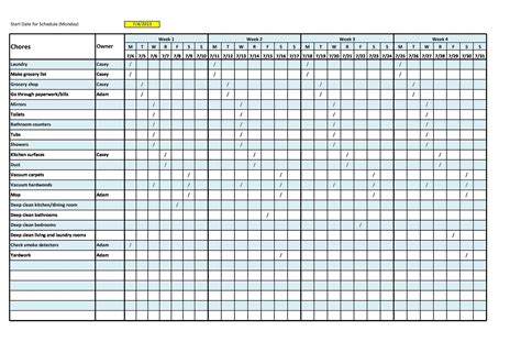 free cleaning schedule template excel printable templates