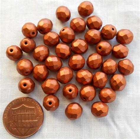 25 8mm Matte Metallic Antique Copper Czech Glass Beads Etsy