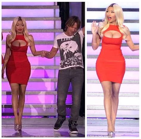 Cgt Nicki Minaj Wears Cleavage Baring Red Dress On American Idol