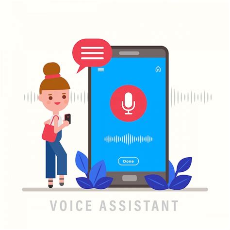 Premium Vector Girl Talking On The Phone Personal Assistant And Voice Recognition Concept