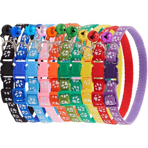 12 Colors Cat Collars Pack Adjustable Kitten Collar With Metal Jingle