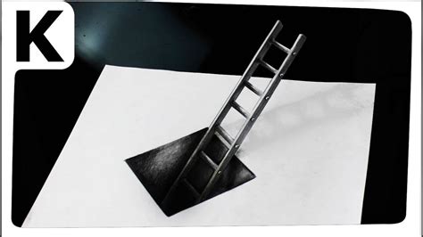 How To Draw 3d Optical Illusion Hole With Ladder Iluzja Optyczna 3d