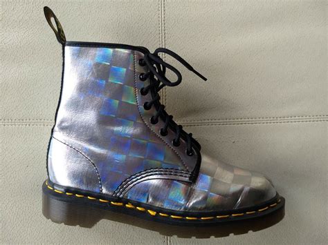 Doc Dr Martens Holographic Metallic Silver Boot Made Gem