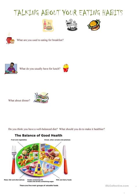 A reading comprehension activity about healthy eating habits and a crossword puzzle about cooking verbs.a reading comprehension activit. Hygiene habits / healthy habits worksheet - Free ESL ...