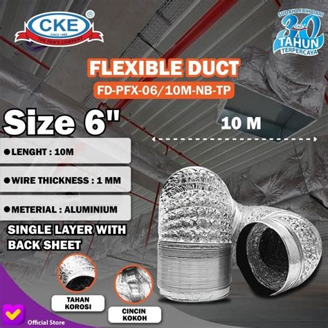 Jual Aluminium Selang Flexible Ducting Pipa Exhaust Fan 6 Inch 10