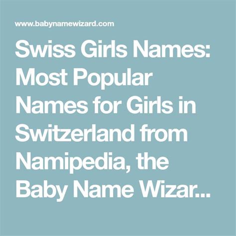 Swiss Girls Names Most Popular Names For Girls In Switzerland From