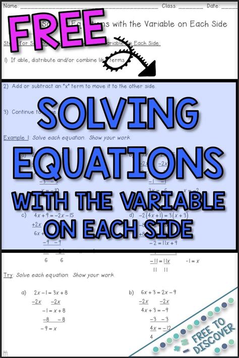 Try This Free Lesson On Solving Linear Equations With The Variable On