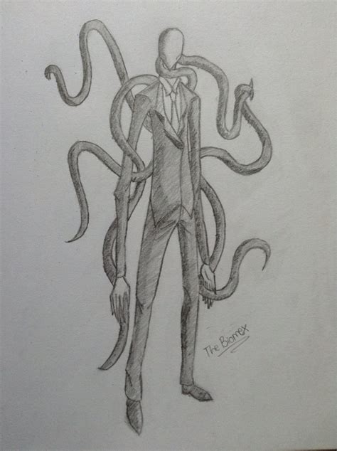 Finish up by drawing the tie, and shirt collar. The Slender Man in my sketchbook by TheBiomex on DeviantArt