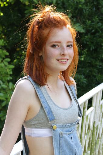 Image Of Young Pretty Teenager Redhead Girl Face Profile With Red Hair