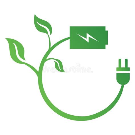Ecology Concept With Battery Plug And Leaves Save Energy Icon Sign
