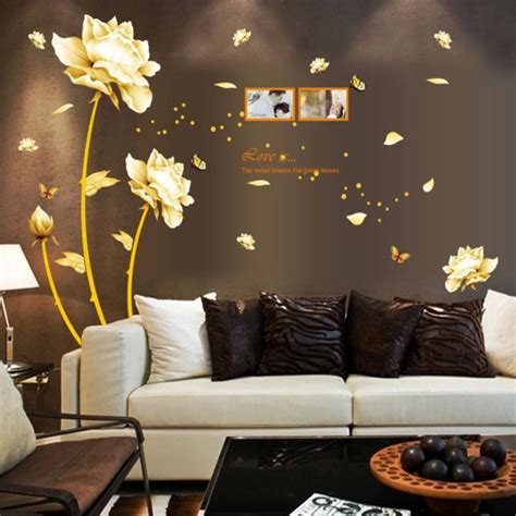 Applying the decal peel the backing paper away from the top part of the decal while the tape is still in place. Wall Stickers 1 PC Gold Tulip Flower Wall Stickers Removable Decal Home Decor DIY Art Decoration ...