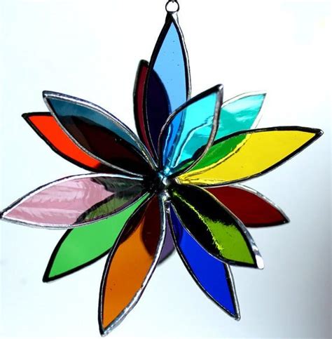 3d Stained Glass Rainbow Flower Hanging Suncatcher Home Decor Tabletop Decor Bright And Be