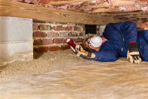 Man Inspecting For Termites In Crawl Space Ace Of Blades