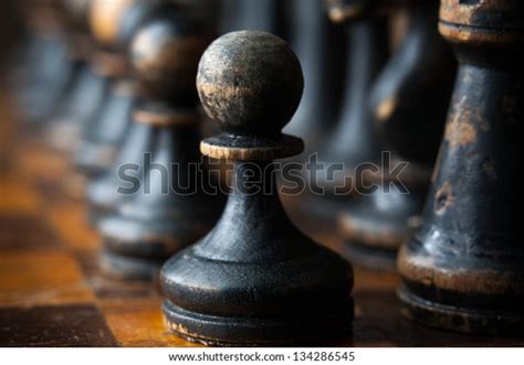 Vintage Wooden Chess Pieces Stock Photo Edit Now 134286545