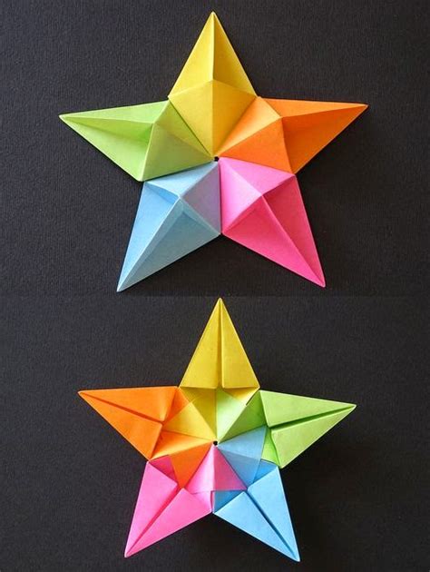 How To Make Bicolor Geometric Paper Star Origami Paper Origami Guide