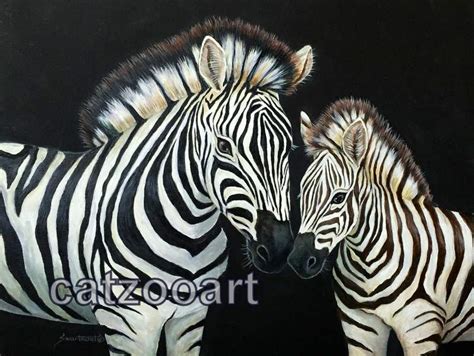 Zebra Mother And Baby Painting Catzooart