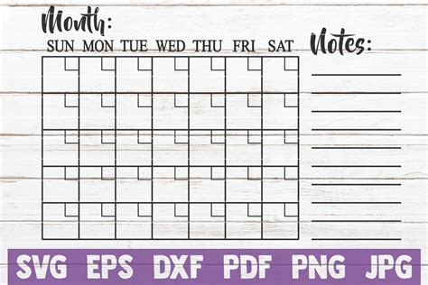 Calendar Template Svg Cut File By Mintymarshmallows Thehungryjpeg