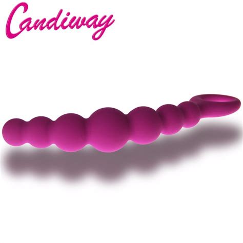Candiway Beaded Anal Prober Plug Anus Toys Big Anus Balls Silicone G Spot Stimulating Butt Plugs