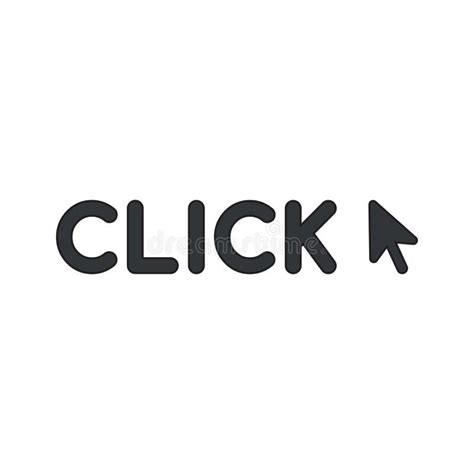 Vector Icon Concept Of Click Word With Mouse Cursor Black Outlines And