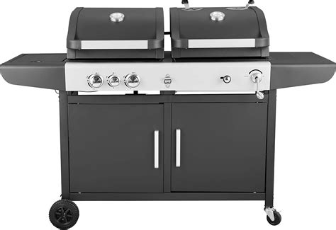 Large Dual Fuel Charcoal And Gas Bbq Barbecue Grill Uk