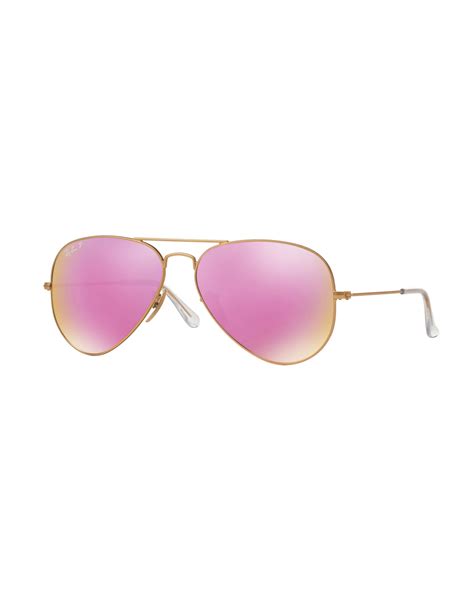 Ray Ban Mirrored Polarized Metal Aviator Sunglasses Pink Pattern Neiman Marcus