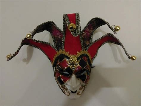 Full Face Men Venetian Theater Jester Joker Masquerade Mask Bells Mardi