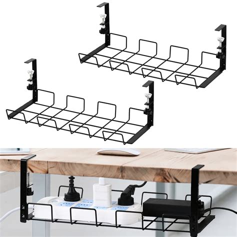 Buy No Drill Under Desk Cable Management Tray 2 Pack Cable Management