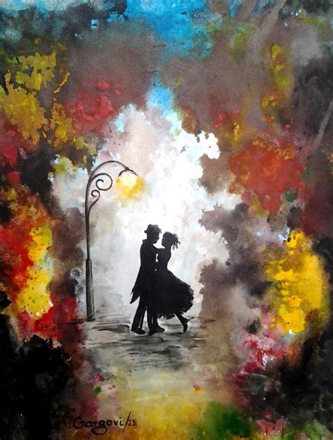 Valentines Day Love Couple Dance Original Watercolor Painting