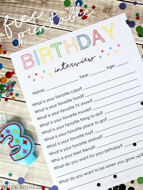 Free Printable Birthday Interview
