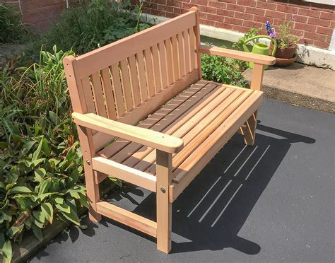 Or, leave it unfinished and let it weather naturally to a silvery hue. Red Cedar English Garden Bench