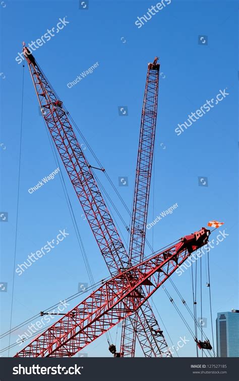 Three Heavy Duty Industrial Crane Booms Stock Photo 127527185