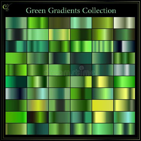 Vector Set Of Green Gradients Stock Vector Illustration Of White