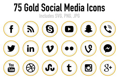 Epic Gold Social Media Icons Icons Creative Market