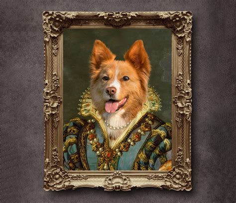 Custom Pet Portrait Fathers Day T Renaissance Royal Pet Etsy