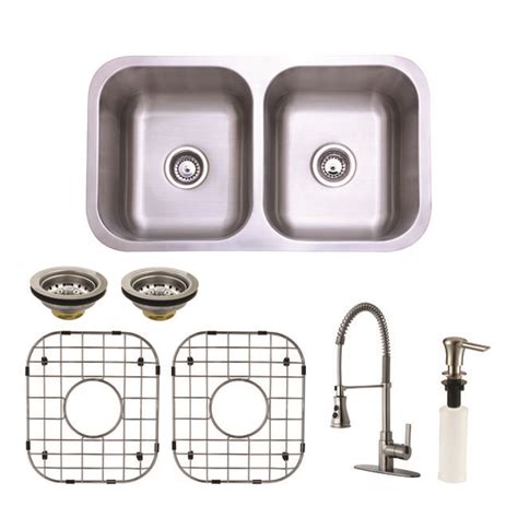 Stainless Steel Undermount Double Bowl Kitchen Sink Faucet And