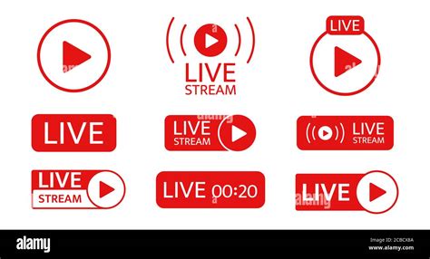 Live Stream Icon Set Social Media Template Live Streaming Video