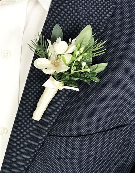 Boutonniere Ivory Silk Floral Boutonniere Groom Etsy Groom Style